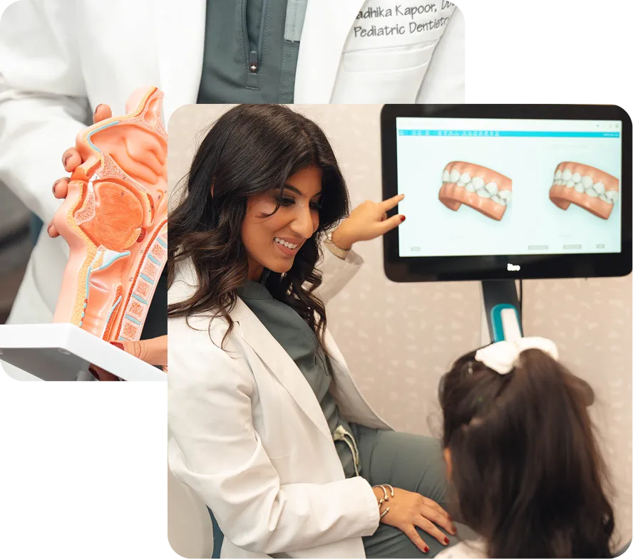 Dr. Radhika Kapoor with a patient at Smile Wellness